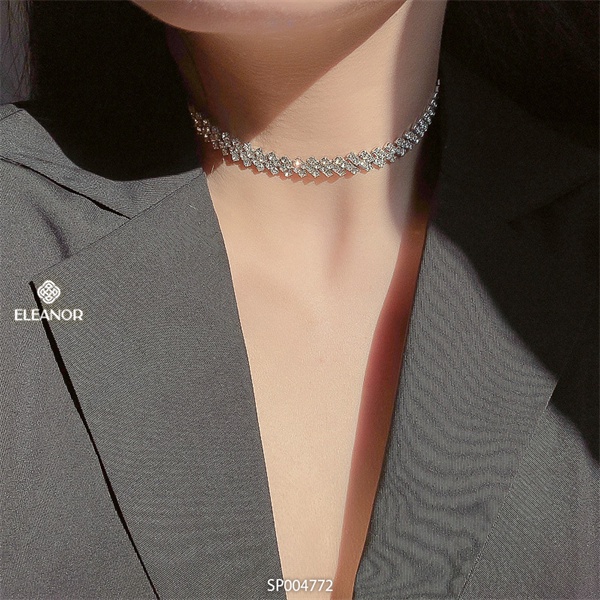 Dây chuyền nữ Eleanor Accessories choker hình ziczac đính đá phụ kiện trang sức 4772