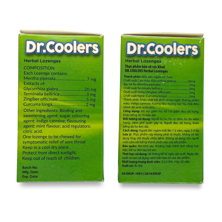 Viên Ngậm Thảo Dược Dr.Coolers Vị Bạc  Giảm Đau Rát Họng