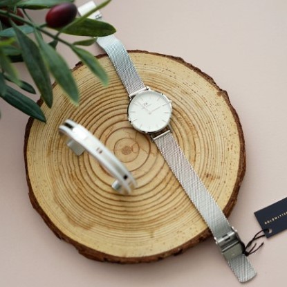 [𝐆𝐈𝐅𝐓 𝐒𝐄𝐓]Đồng Hồ Nữ Daniel Wellington Classic Petite Sterling White & Vòng Tay DW Slim Cuff Chính Hãng - OtisWatch