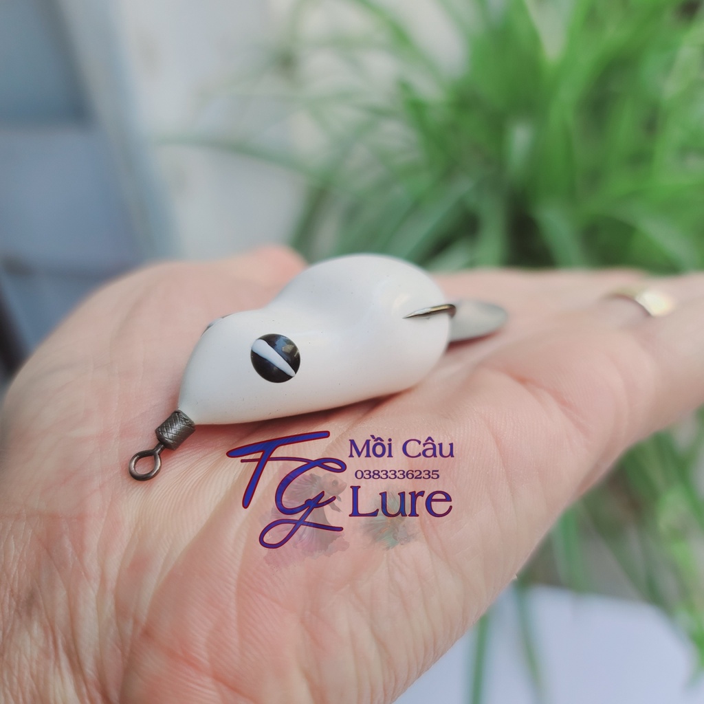 Mồi câu nhái hơi màu trắng ngọc trinh 8g đi nổi và 13g đi lửng - Mồi câu lure siêu nhậy