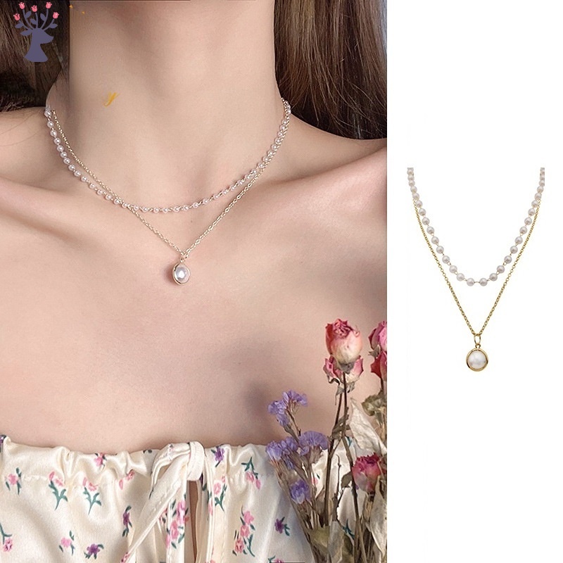 Vòng cổ 2 Lớp Đính Ngọc Trai Thời Trang Dành Cho Nữ