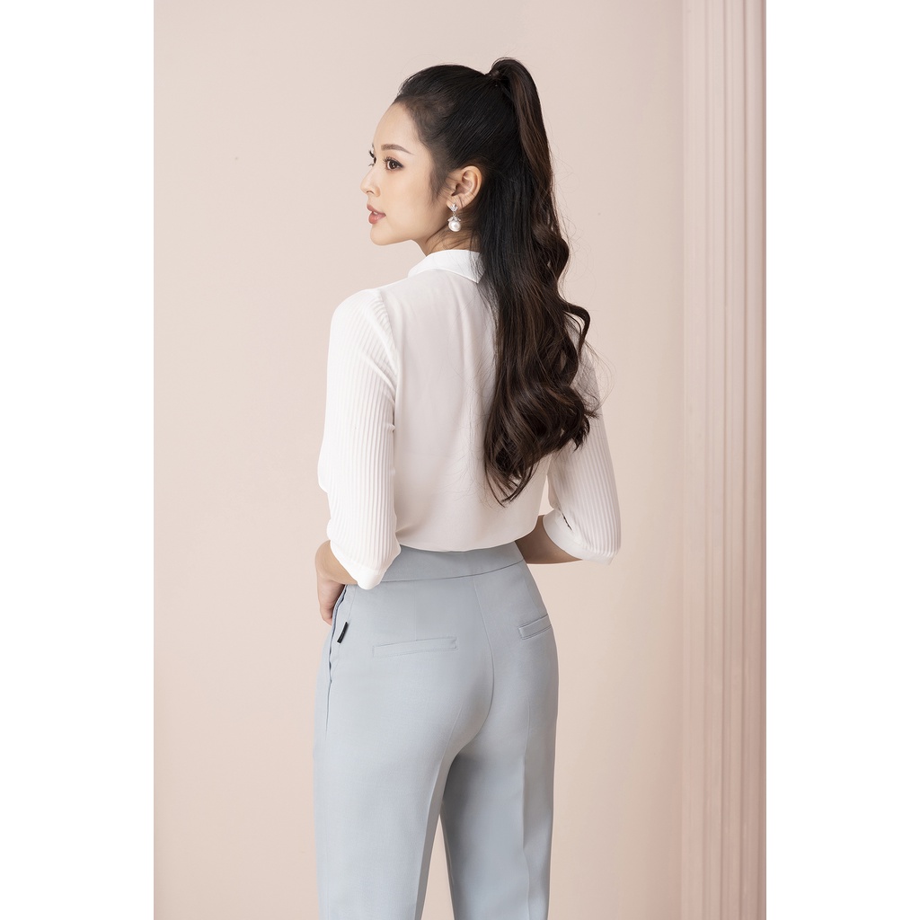 Áo Sơ Mi Tay Lỡ LUPERI Cổ Cách Điệu Nữ Tính, Chất Voan Hàn Mỏng Nhẹ, Thoáng Mát LFSM1210