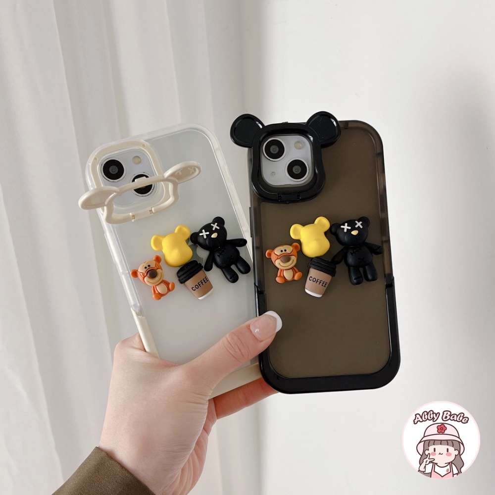 Ốp Điện Thoại TPU Mềm Mỏng Hình Tai Gấu Kaws 3D Cho Iphone 14 Pro Max 11 7Plus 13 12 11 Pro Max X XS 12 XR