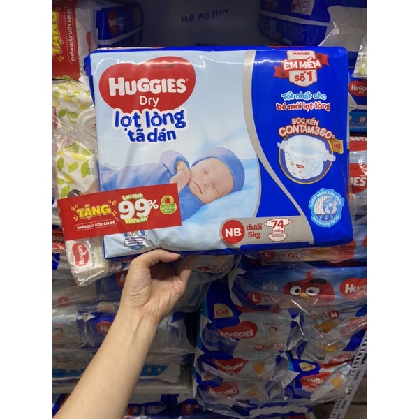 Tã/ bỉm dán Huggies NB1-56/NB1-74/NB2-40/ S30/S56/M26//M48/L23/L42