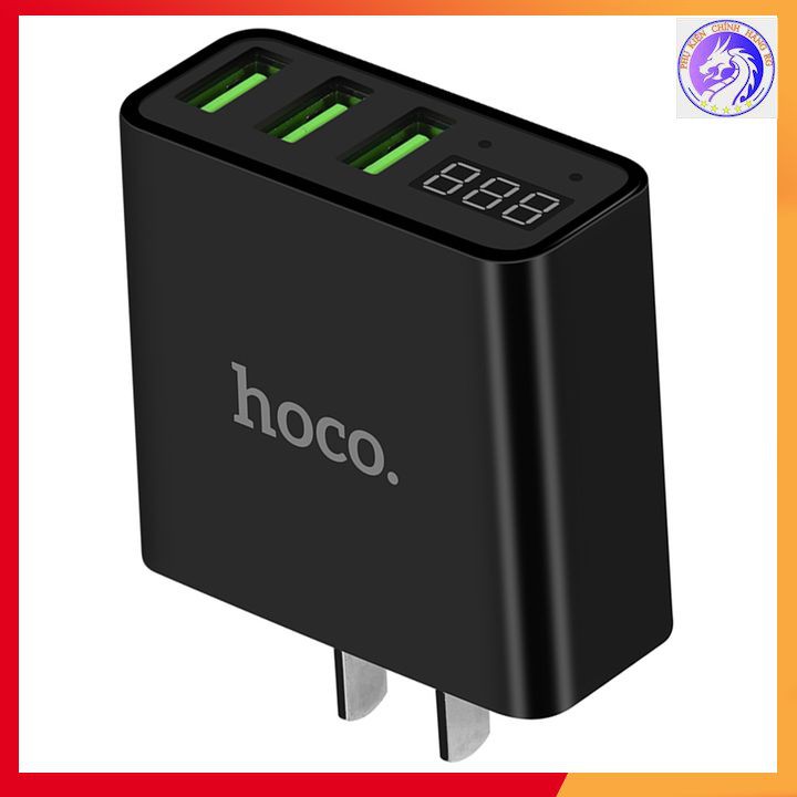 Cốc sạc Hoco C15 3 cổng sạc nhanh 3.0A có đèn Led báo sạc thông minh-hàng chính hãng