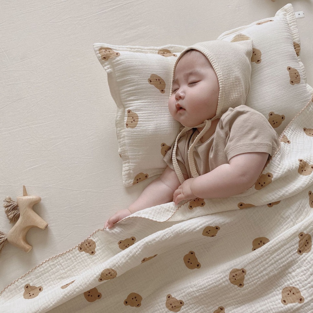 Chăn Cotton Mỏng Thoáng Khí In Họa Tiết Hoạt Hình Dễ Thương Cho Bé