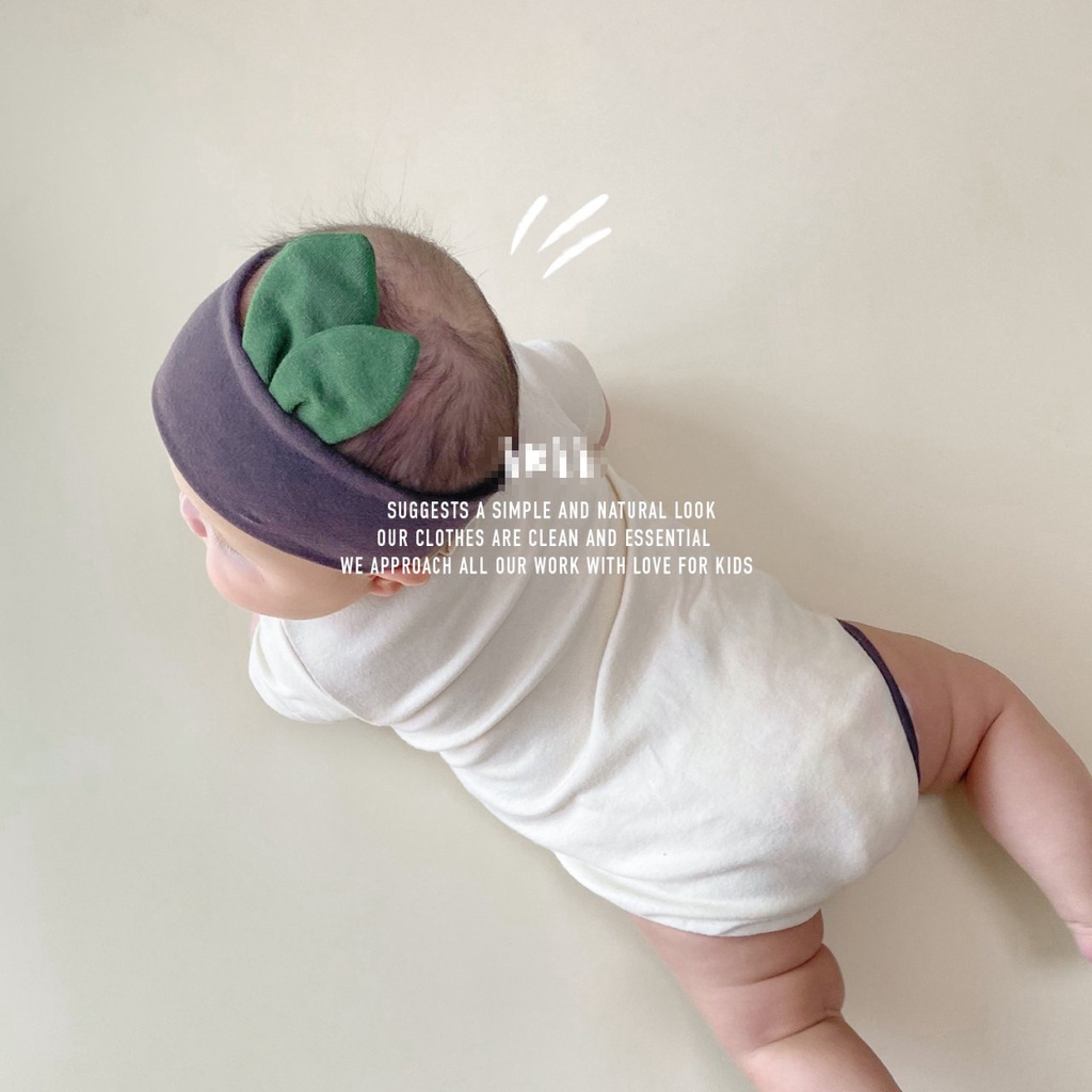 Bộ Áo Liền Quần Tay Ngắn In Hình Quả Bơ + 1 Chiếc Lá Dễ Thương Phong Cách Hàn Quốc Dành Cho Bé Sơ Sinh