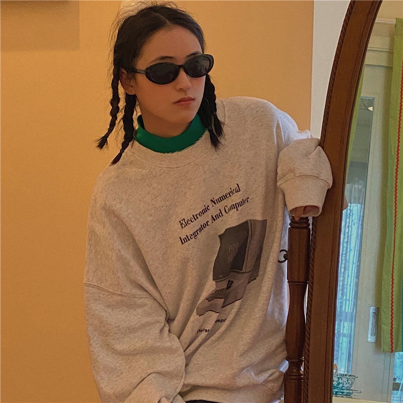 Áo Hoodie Cổ Tròn Dáng Rộng Phong Cách Hàn Quốc Thời Trang Mùa Thu Cho Nữ | BigBuy360 - bigbuy360.vn