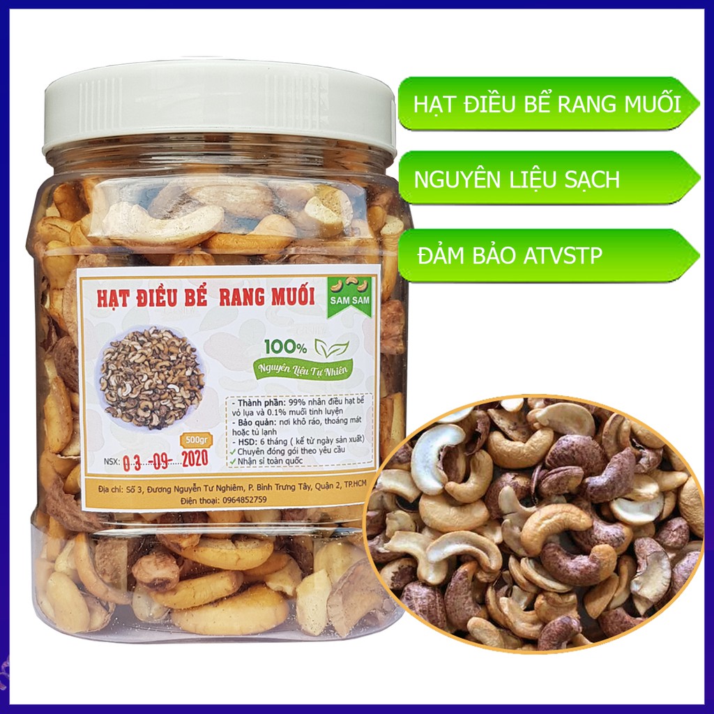 Hạt điều bể vỏ lụa rang muối 500g - hạt điều rang muối bình phước