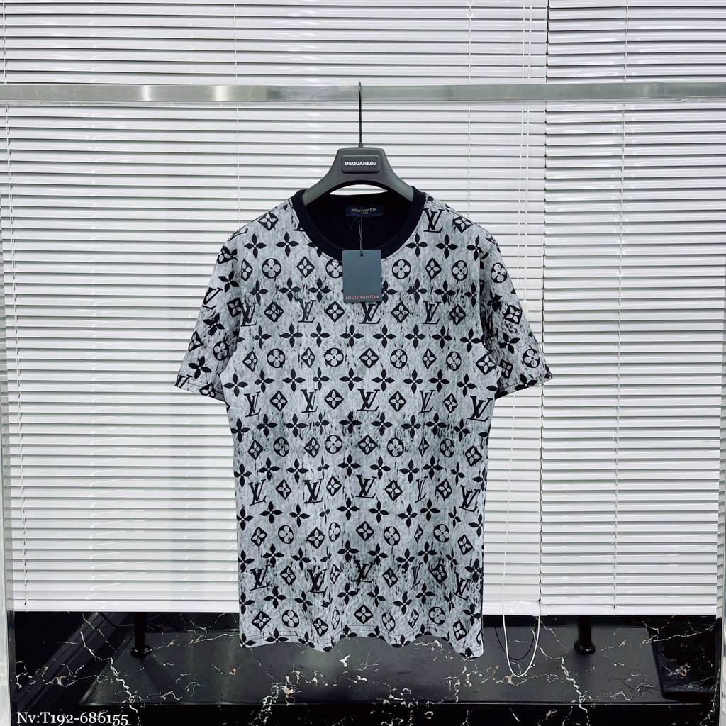 Áo Phông Nam Lv Họa Tiết Dập Vân Trẻ Trung Cao Cấp - Áo Thun Nam Nữ Lv Chất Cotton Thoáng Mát Mềm Mịn DT STORE MENWEAR