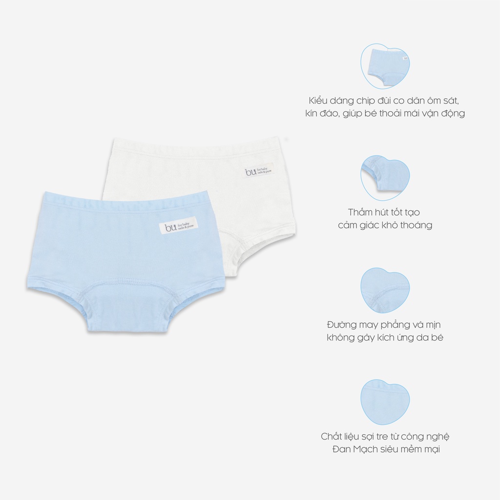 Set 2 quần chip đùi vải sợi tre cho bé | BU Baby