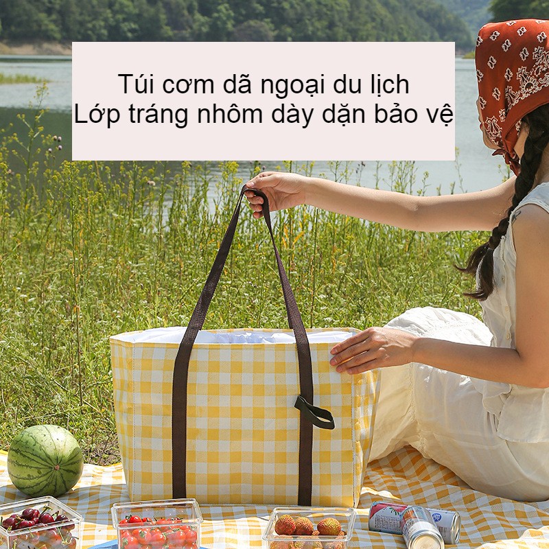 Túi đựng cơm, thức ăn đi picnic, dã ngoại, du lịch, túi đựng đựng đồ đa năng cỡ lỡn đóng mở bằng dây rút