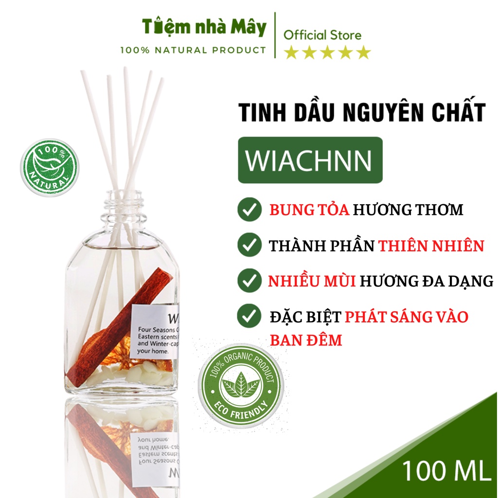Tinh Dầu Thơm Phòng Phát Sáng Ban Đêm WIACHNN 100ml Que Gỗ Khuếch Tán Mùi Hương Khử Mùi Không Khí
