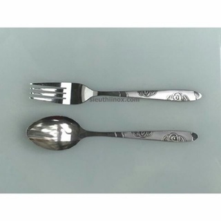 1 thìa hoặc dĩa hoa văn đẹp inox HT1 | thìa cafe sữa chua dĩa trái cây