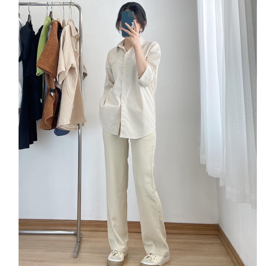 Quần culottes ống rộng nữ suông trượt chéo mỏng mùa hè, không có chun sau- Miho House