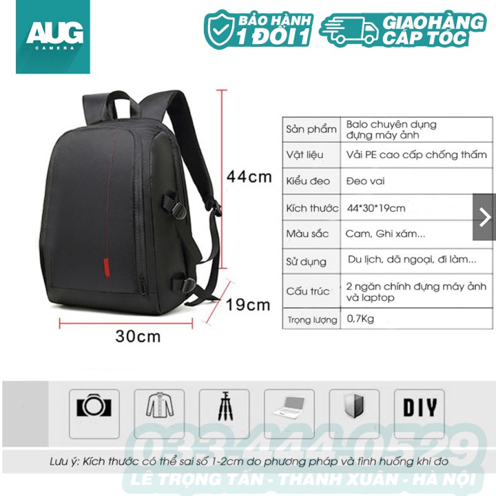 Balo đựng máy ảnh chống nước chuyên nghiệp, balo 2 trong 1 đựng cả máy ảnh và laptop - AUG Camera Hà Nội