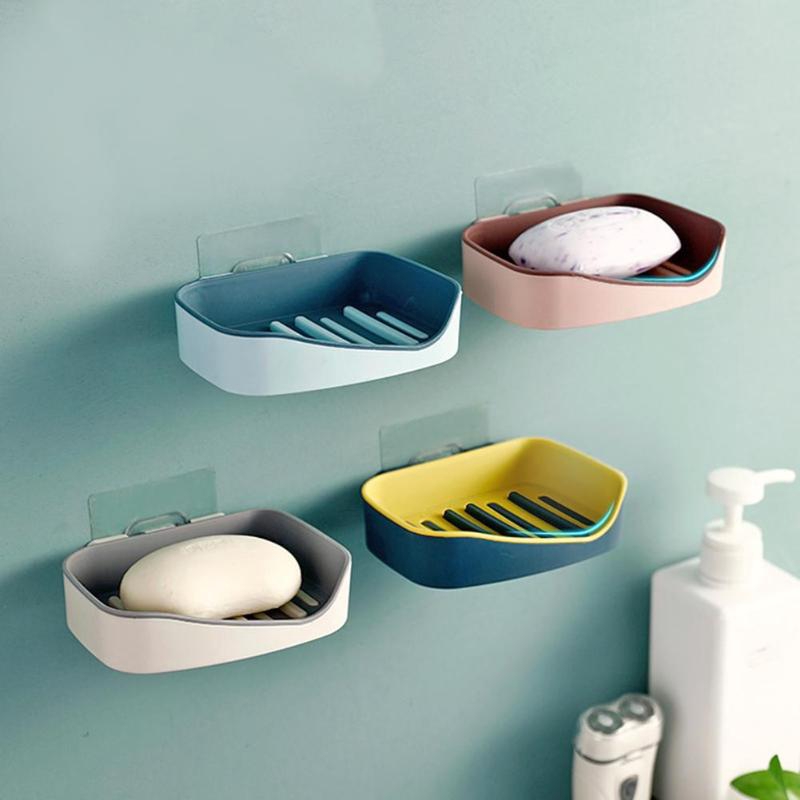 Wall Hanging Suction Soap Box /Non-marking Strong Viscosity Storage Basket /Free Punching Plastic Wall Hanging Paste Tray /Bathroom Kitchen Tool  Soap Dishes