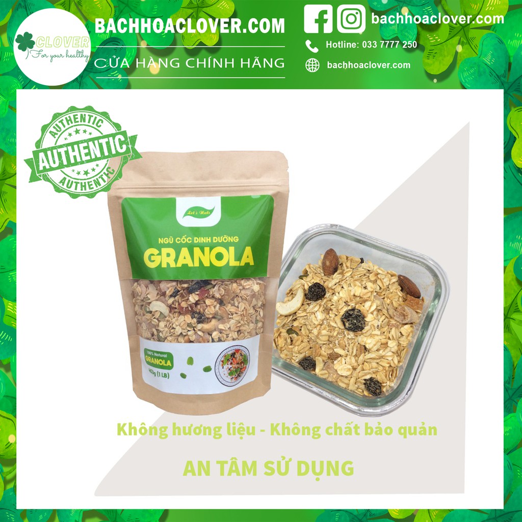 Ngũ cốc giảm cân ăn kiêng Granola mixed nuts các loại hạt hoa quả yến mạch, hạt dinh dưỡng túi 453gr