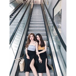 (Form đẹp thiết kế) Chân váy midi xẻ tà trendy by caremcarem (có cận vải)