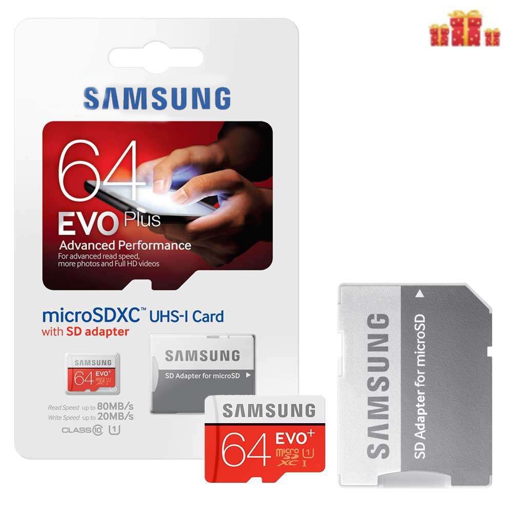 Thẻ Nhớ Micro SD 80MB / s Class 10 64GB VớI Adapter Cho Samsung EVO Plus 80MB / s Class 10 64GB