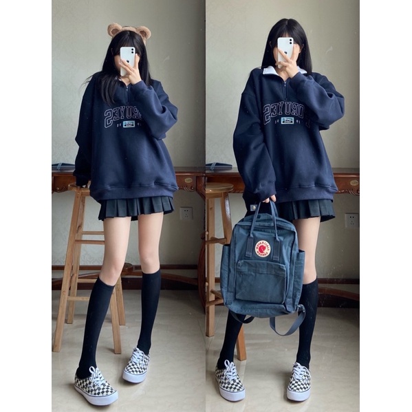 [ ẢNH THẬT] ÁO SWEATER NỈ DÁNG POLO MÀU XANH ĐEN FORM RỘNG ULZZANG STYLE (ẢNH THẬT Ở CUỐI) | WebRaoVat - webraovat.net.vn