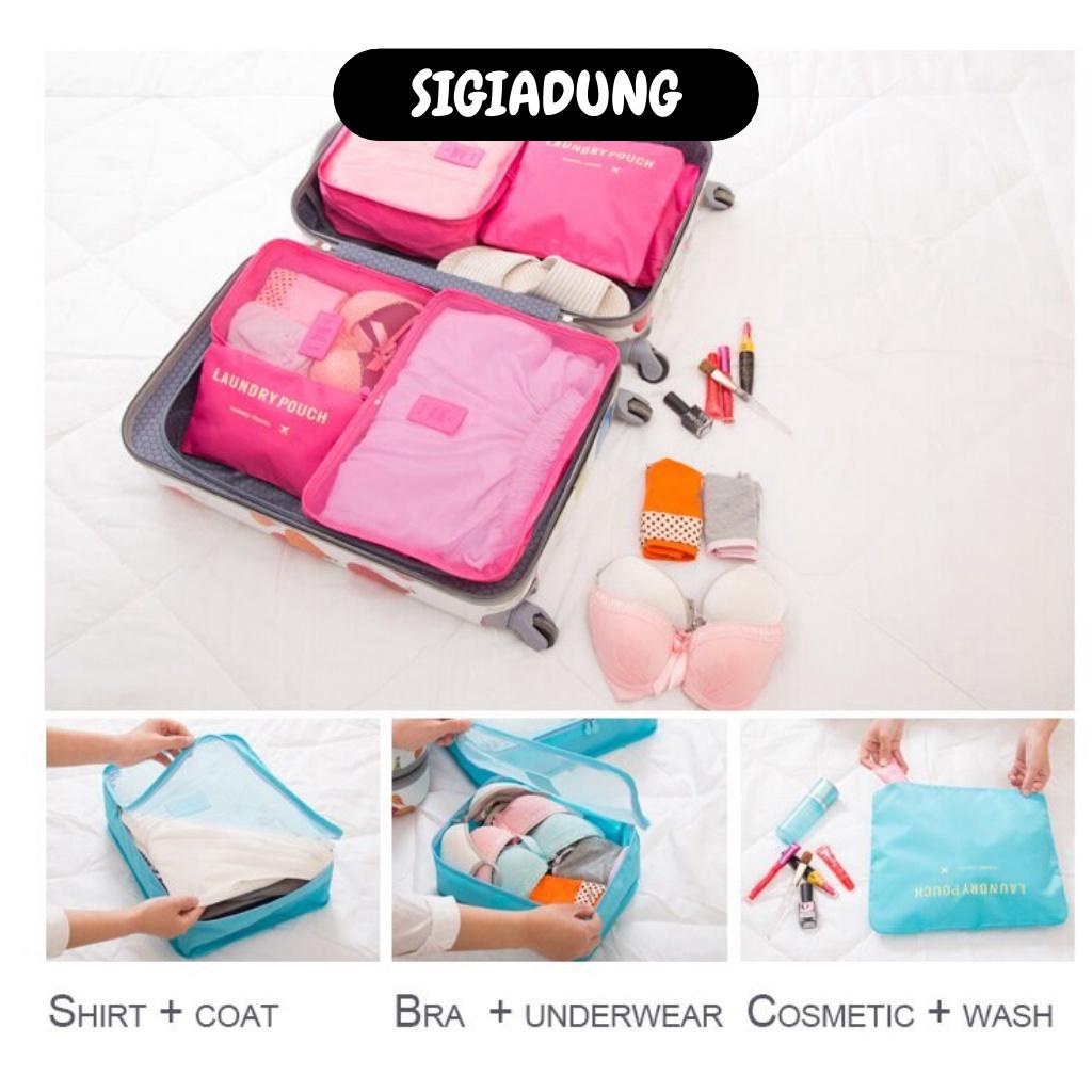 [SGD] Set túi đựng quần áo vật dụng - Bộ 6 Túi đựng đồ du lịch Laundry Pouch chất liệu cao cấp nhiều kích cỡ 2875