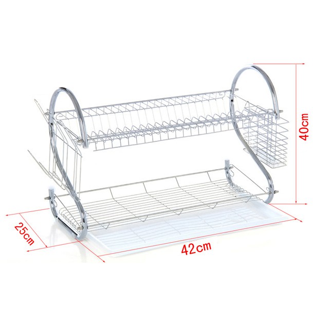 Kệ để chén đĩa 2 tầng bằng inox - Giá úp bát đĩa có ống cắm đũa tiện dụng | BigBuy360 - bigbuy360.vn