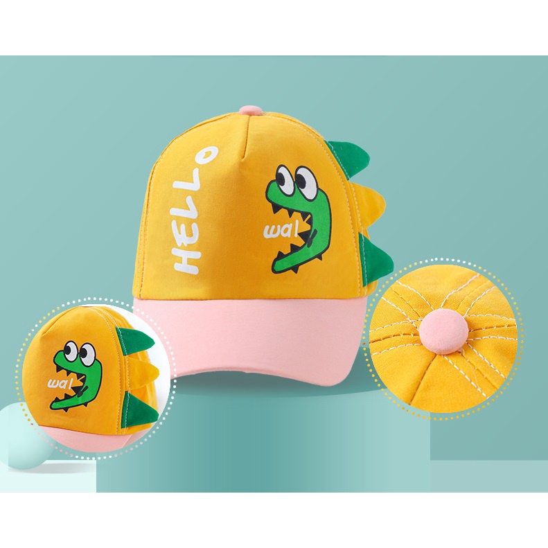 Mũ lưỡi trai hình khủng long nhiều màu cho bé trai bé gái 1-4 tuổi (mẫu mới)- MU34