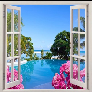 Tranh dán tường cửa sổ 3D 80x60 cm