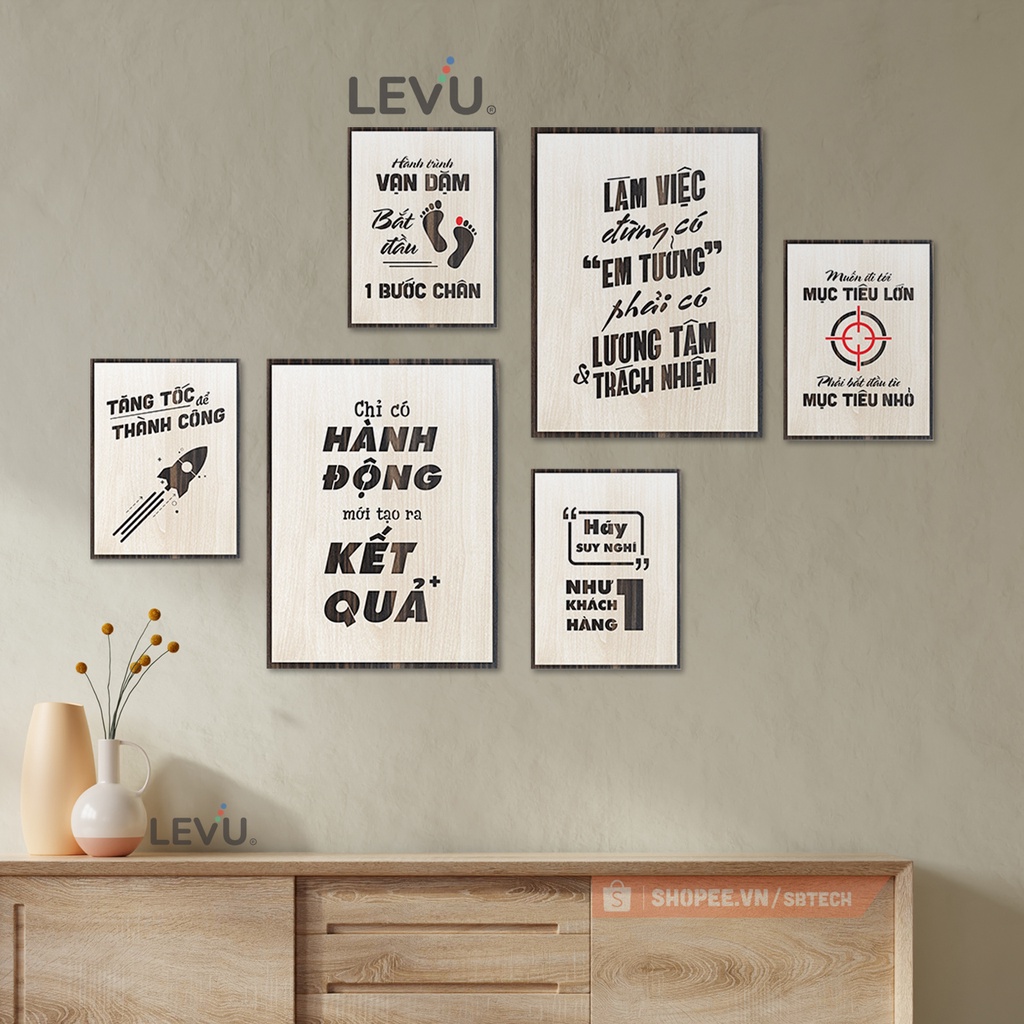 Bộ 6 tấm tranh treo tường gỗ tạo động lực SB6D