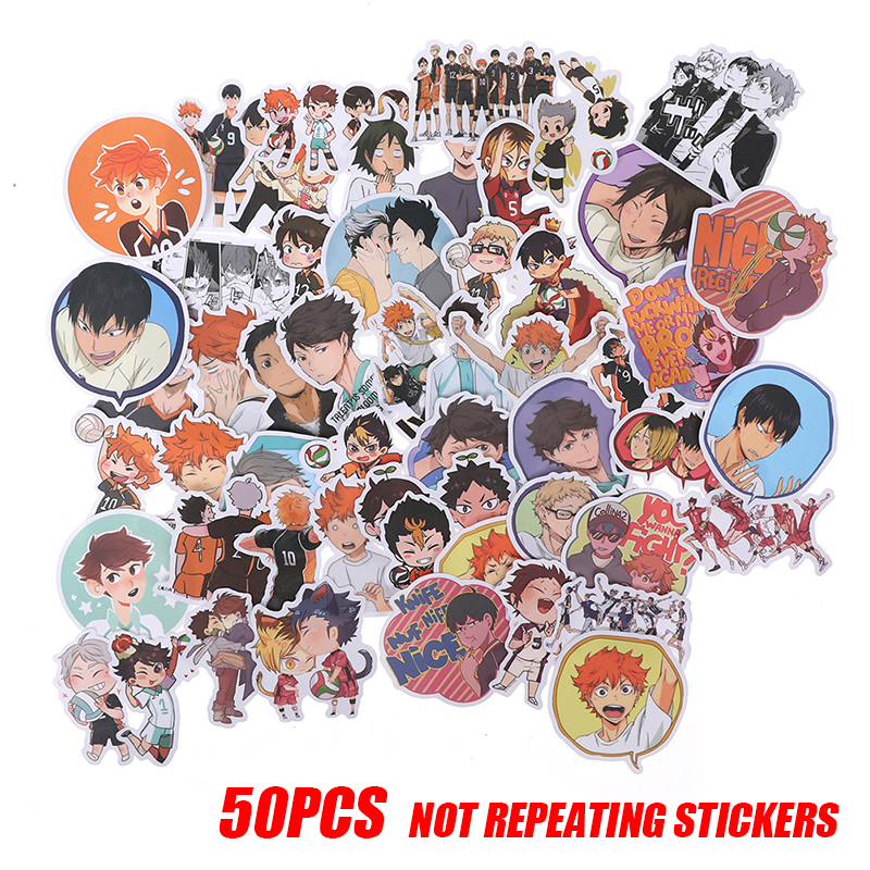 (Bi & 3c) 50 Hình Dán Anime Haikyuu Pvc Chống Nước