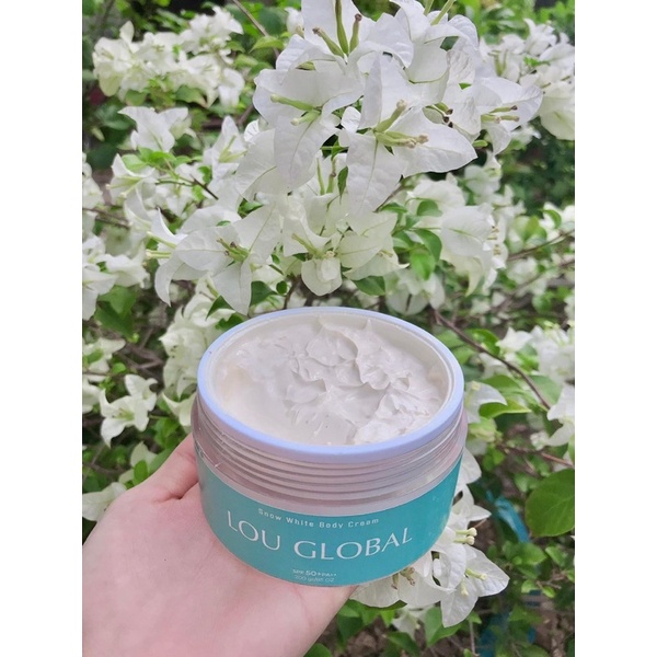 Combo BodyCream Lou Global - Kem dưỡng trắng da kèm thiệp muỗng thoa kem túi giấy và hộp