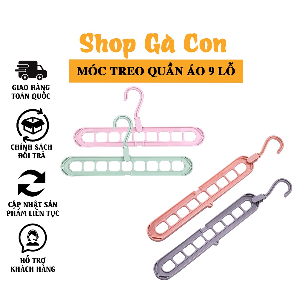 Móc treo 9 lỗ đa năng tiết kiệm diện tích cho tủ quần áo