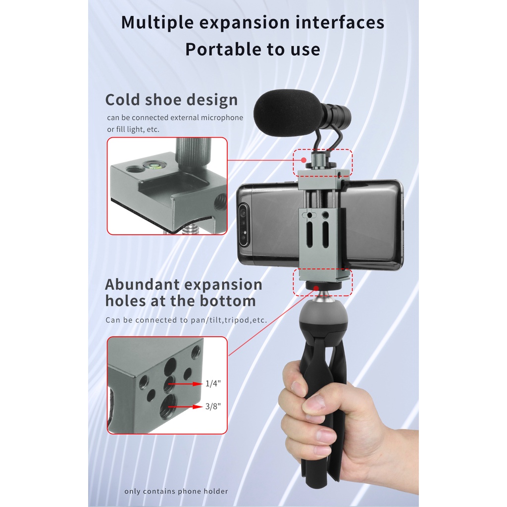Kẹp Giữ Điện Thoại Gắn Đèn Pin Go-Pro / Tripod Tiện Dụng