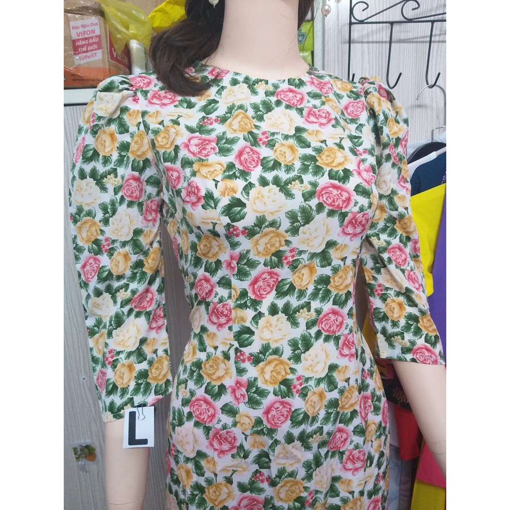 Áo dài tay bồng vải lụa hàng châu siêu đẹp cho khách