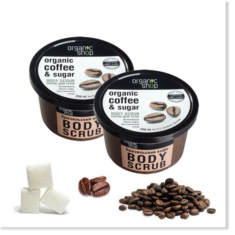 [Mã giảm giá] Tẩy Tế Bào Chết Toàn Thân Organic Shop Organic Coffee & Sugar Body Scrub (250ml)