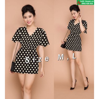 Jumpsuit - Đồ bay ngắn chấm bi tay ngắn cánh dơi xinh xắn - AV5564