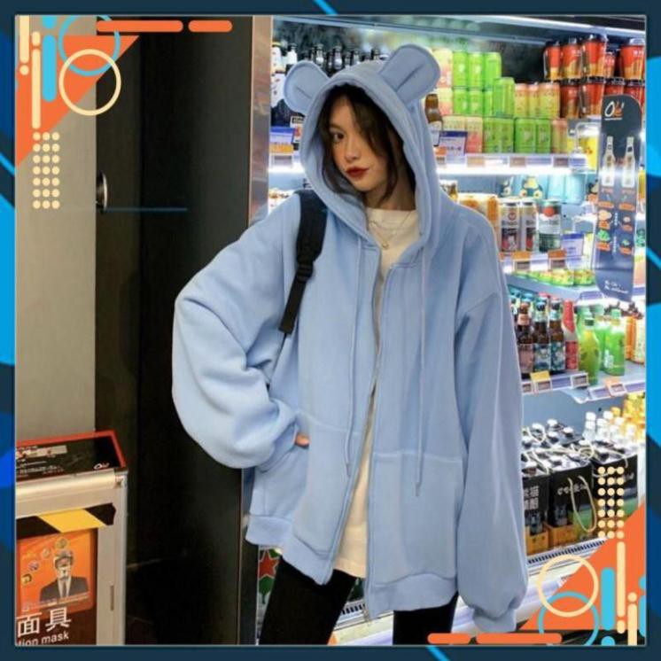 [Form bao Sang] Áo khoác nỉ trơn tai thỏ siêu chất | BigBuy360 - bigbuy360.vn