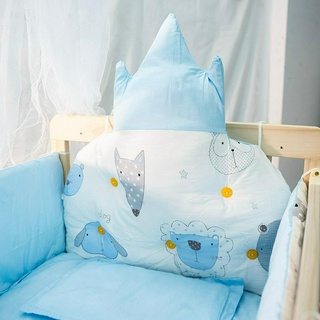 Bộ quây cũi vải cotton Hàn Quốc vương miện có nệm bông