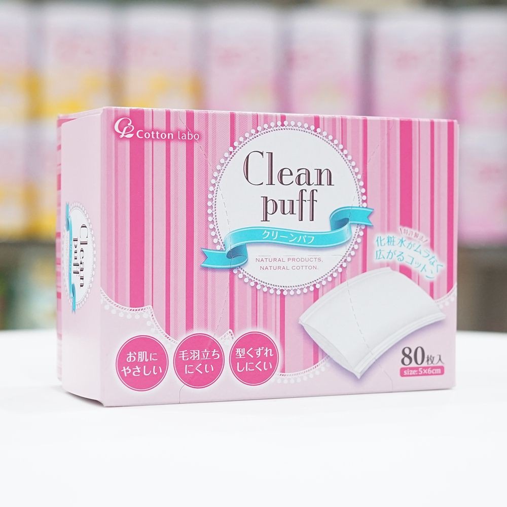 Bông tẩy trang đa năng cao cấp Clean Puff Nhật Bản hộp 80 miếng-Shop Mẹ Khoai