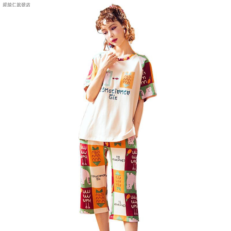 Bộ Đồ Ngủ Cotton Tay Ngắn Thời Trang Xuân Thu Cho Nữ | BigBuy360 - bigbuy360.vn