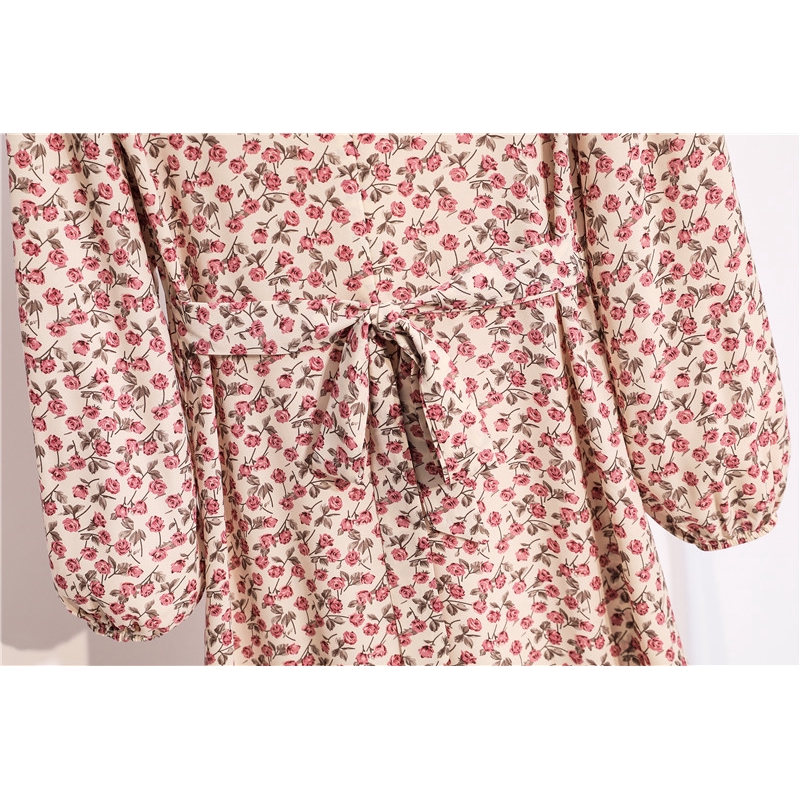 Đầm maxi dài tay in hoa màu vàng / xanh dương / kaki phong cách vintage thời trang 2020