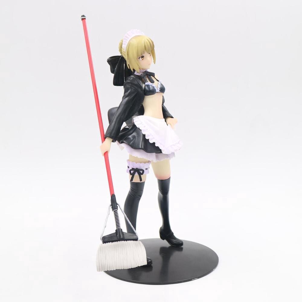 22cm Anime Fate Stay Night Saber Maid Broom Ver PVC Action Figure Figurine Collectible Model doll to