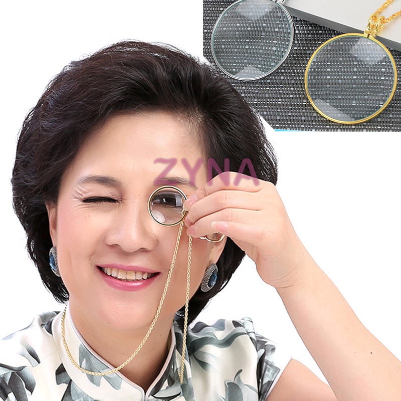 Vòng cổ mặt kính lúp phóng to 5 lần bằng hợp kim kẽm cho người già