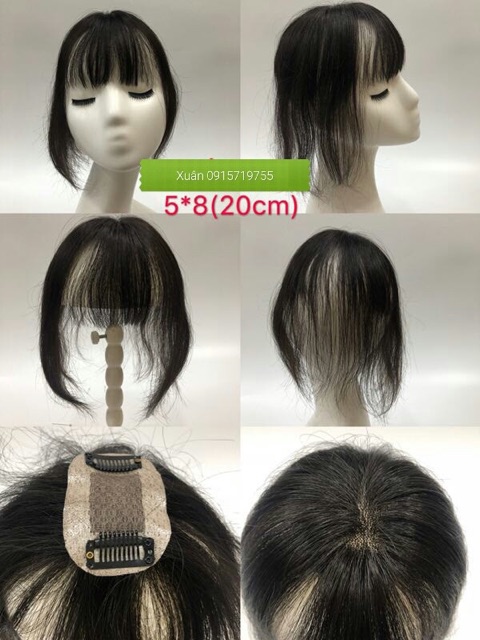 Miếng che hói đỉnh đầu - chất liệu tóc thật