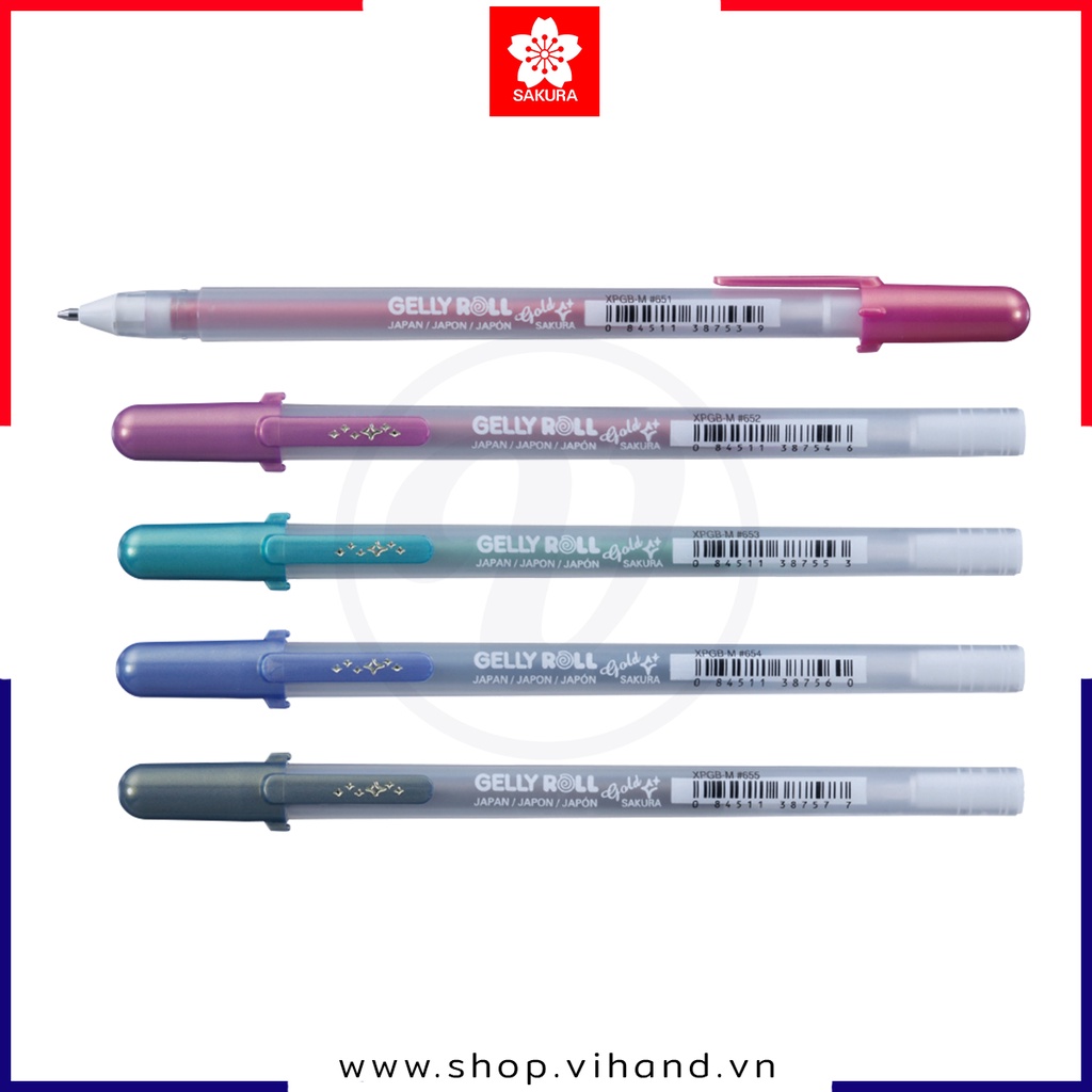 Bút bi Gel viết thiệp có viền màu vàng ánh kim Sakura Gelly Roll Gold Shadow 0.7mm