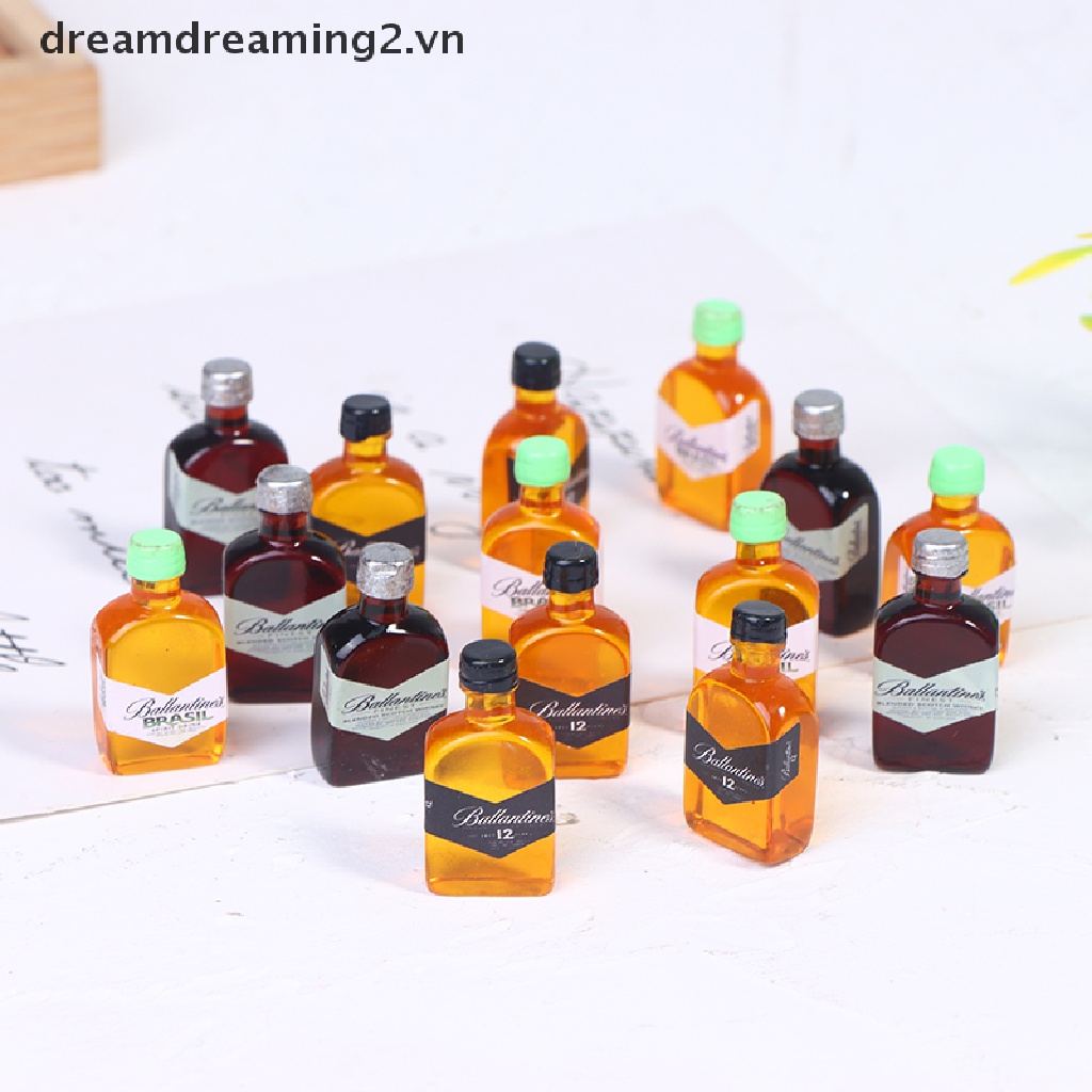 Bộ 5 Mô Hình Chai Rượu mini Tỉ Lệ 1 / 12 Dùng Để Trang Trí Nhà Búp Bê