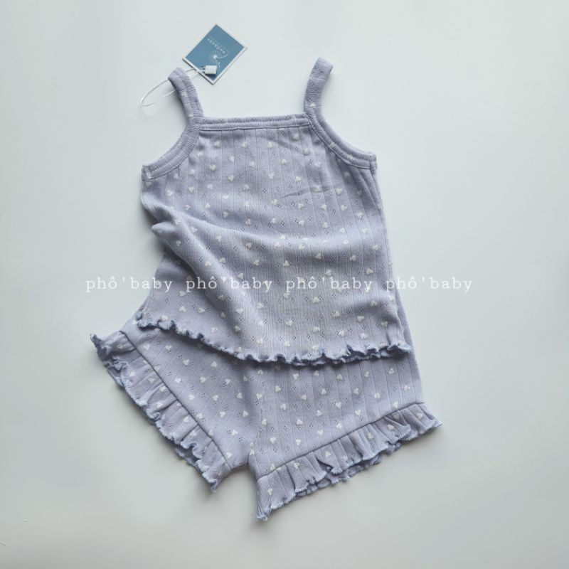 Bộ hai dây bé gái vải cotton Hàn độ co giãn tốt, mềm mại cho bé