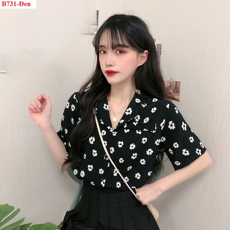 B731 ÁO SƠ MI HOA CỔ VEST SALE LẺ SIZE