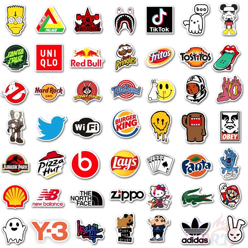 100Pcs/Set ❉ Fashion Brand Logo Mixed Cool HipHop Graffiti Stickers ❉ Waterproof DIY Fashion Decals Doodle Stickers